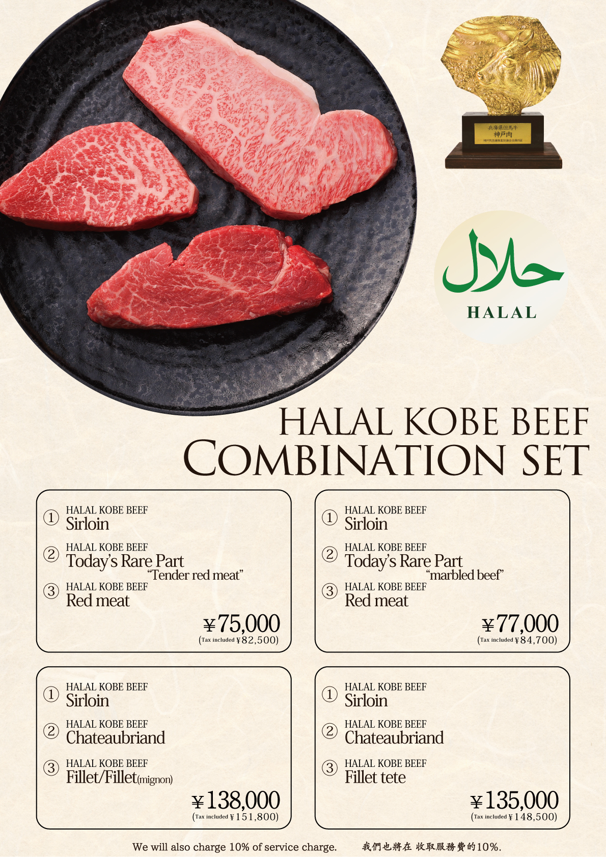 ハラル神戸牛ステーキ 食べ比べ