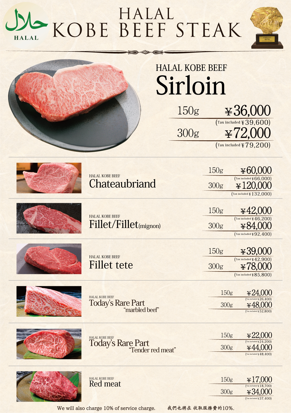 ハラル神戸牛ステーキ 単品