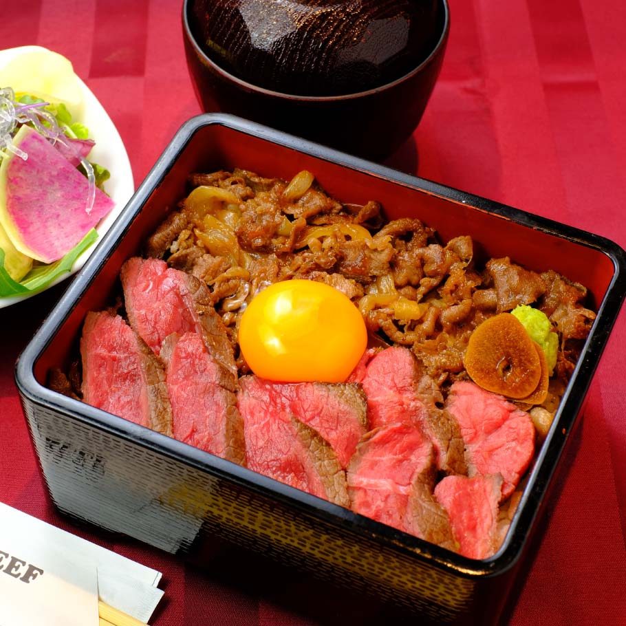 神戸牛ステーキ＆牛めし重　サラダ・スープ付き