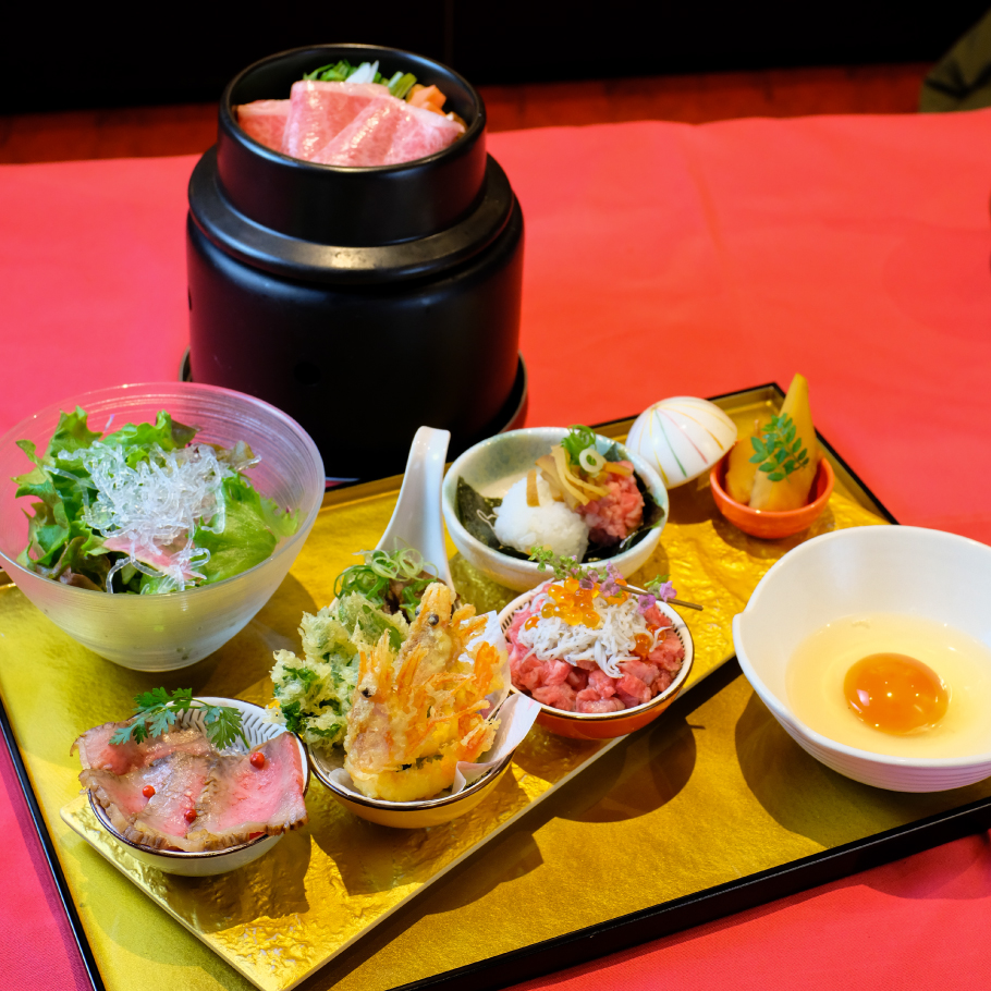 【神戸牛 夏の厳選 Pandora box】神戸牛肉寿司や季節の野菜の天ぷら、メインは神戸牛すき焼き全6品(6/3～)