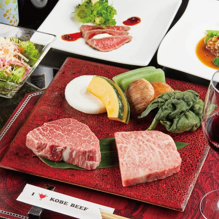 【黒澤食べ比べコース】神戸牛のお寿司や季節野菜の逸品、メインの神戸牛ステーキは厳選赤身と希少部位の食べ比べ！